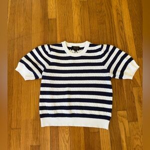 Knit blue/white striped women’s top-sz L